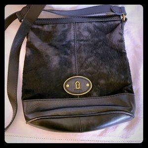 Fossil leather hide crossbody shoulder bag
